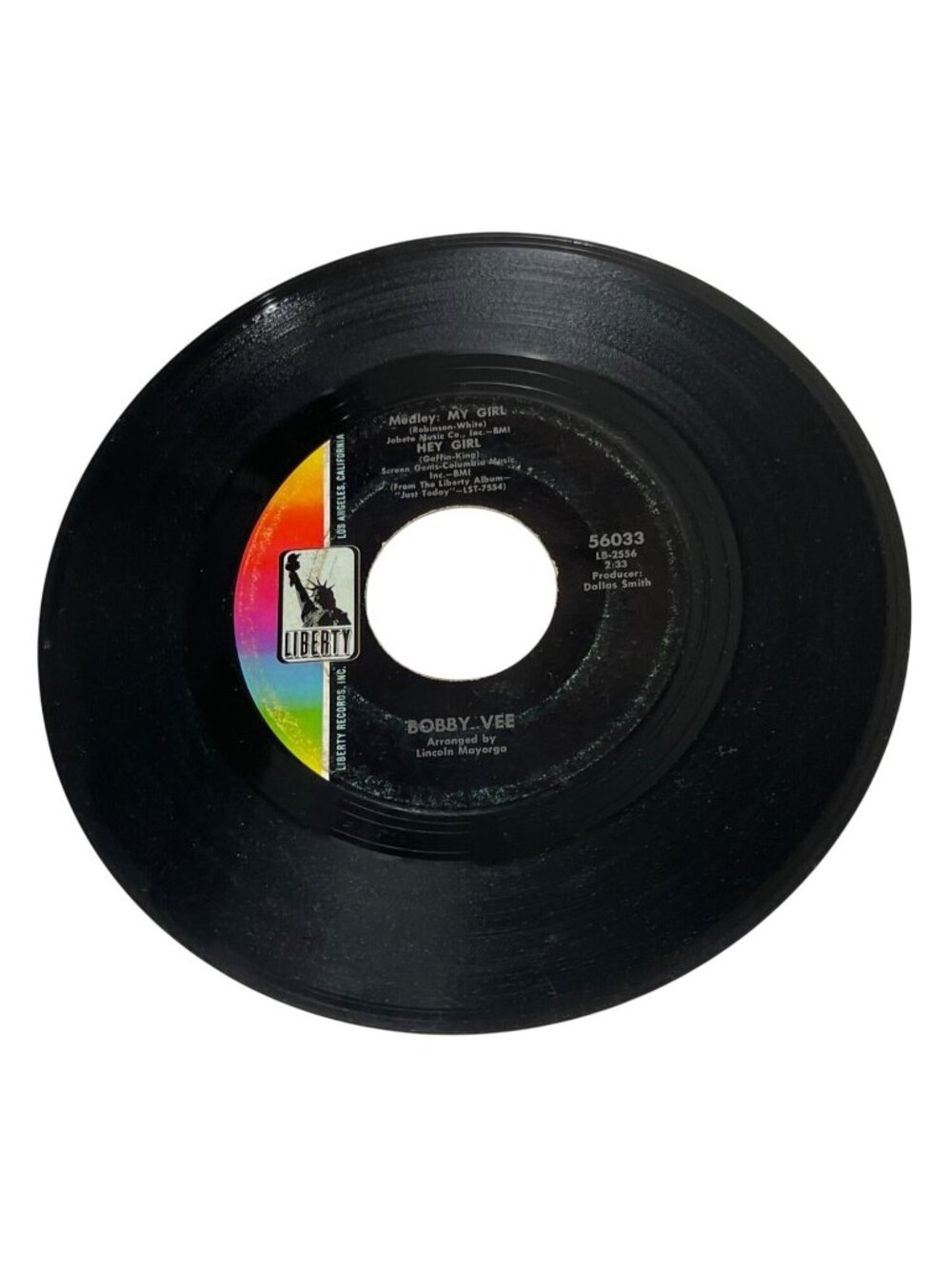 Bobby Vee 45 RPM Vinyl Record - "My Girl/Hey Girl" & "Just Keep It Up" - Liberty